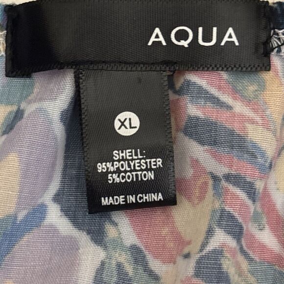 AQUA Multi-Color Floral Crop Sleeveless Tank Top Back Button Tie Women's XL - Picture 13 of 14